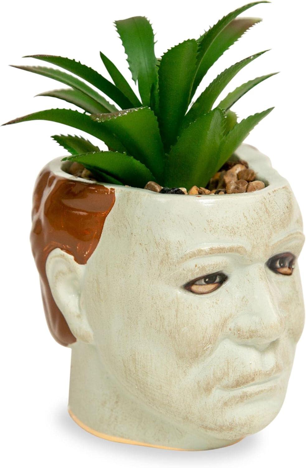 Silver Buffalo Halloween Michael Myers 3-Inch Ceramic Mini Planter With Artificial Succulent