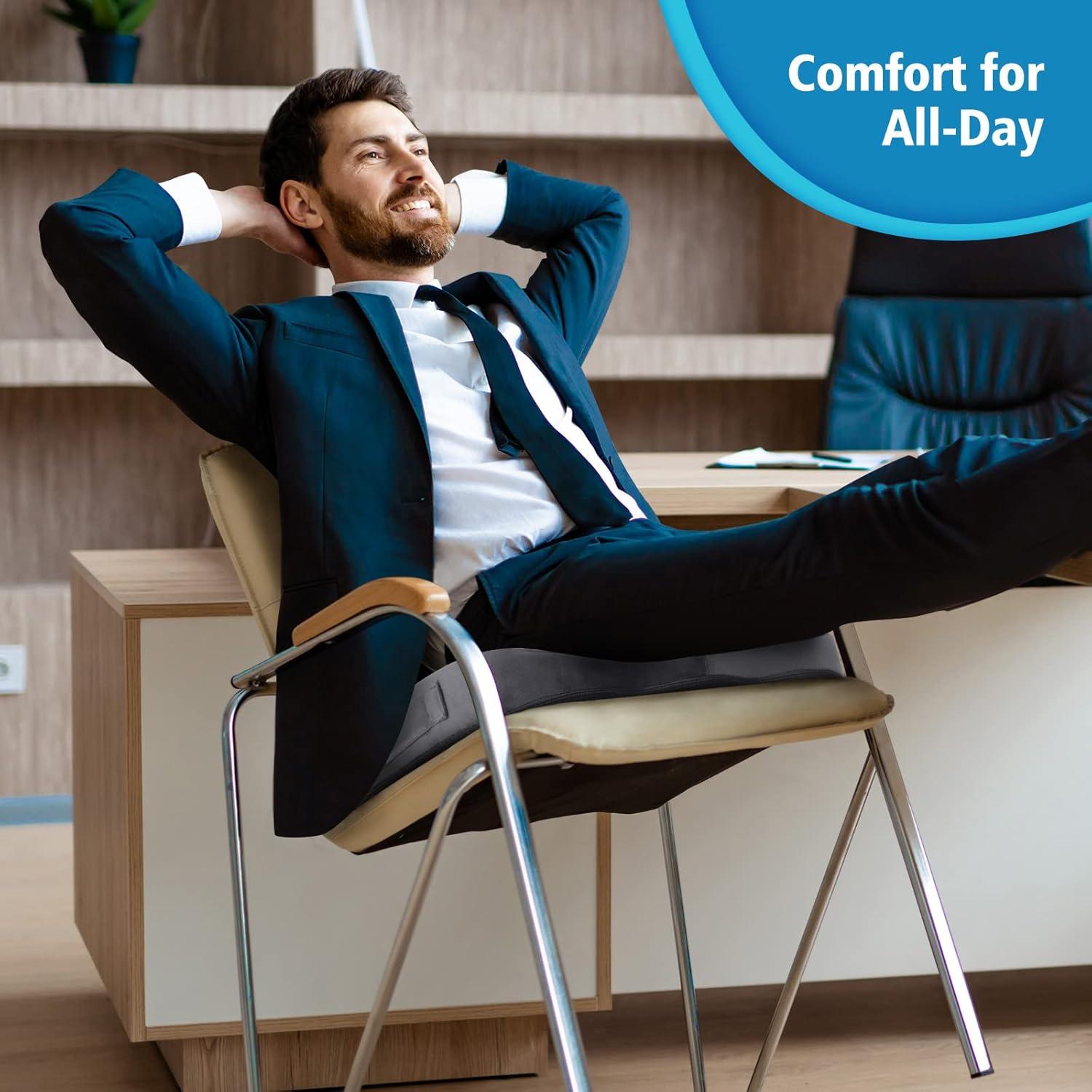 CloudBliss Gel Seat Cushion - Cooling Gel Enhanced Memory Foam Ergonomic Seat Cushion for Long Sitting for Office, Game, Car, Automotive, Airplane (Large, Black)