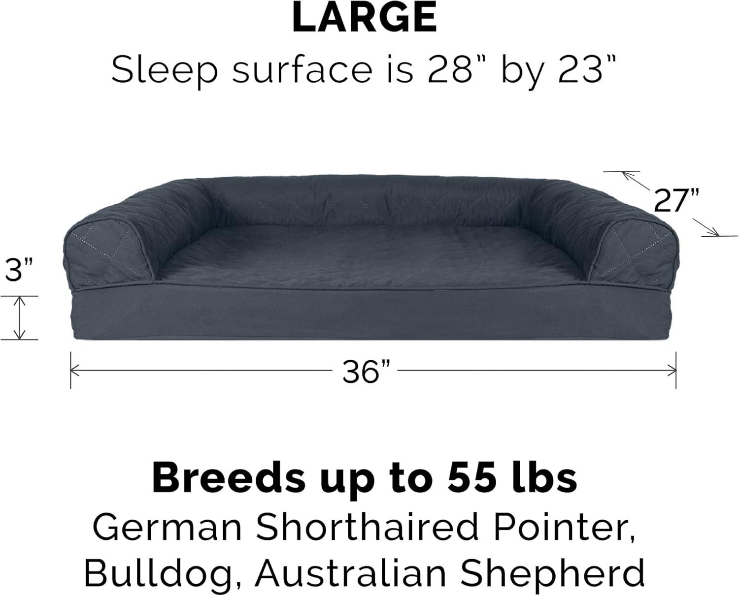 FurHaven Quilted Orthopedic Bolster Sofa Pet Bed