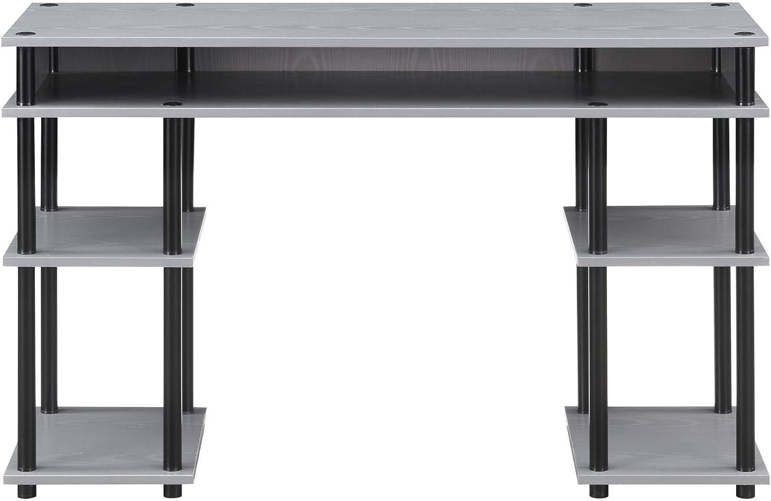 Designs2Go No-tools Student Desk in Gray Wood Finish and Black Steel Poles