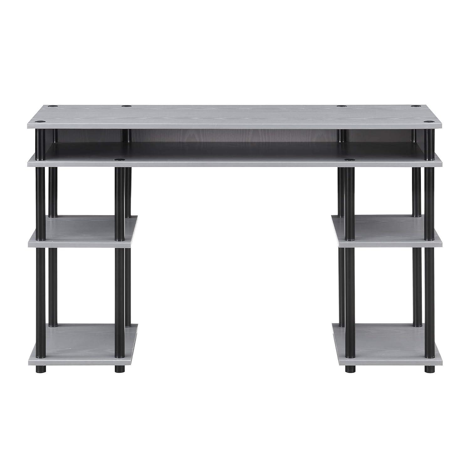 Designs2Go No-tools Student Desk in Gray Wood Finish and Black Steel Poles