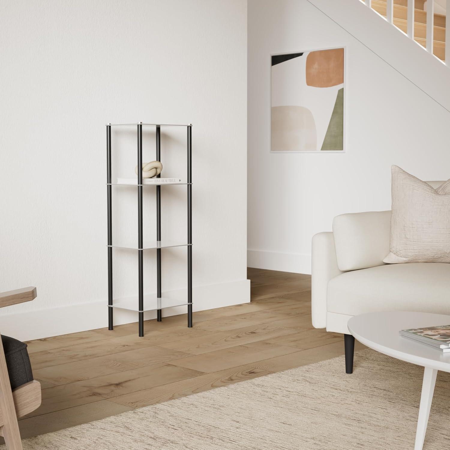 mDesign mDesign 4-Tier Glass/Metal Standing Shelf Organizer Display Unit