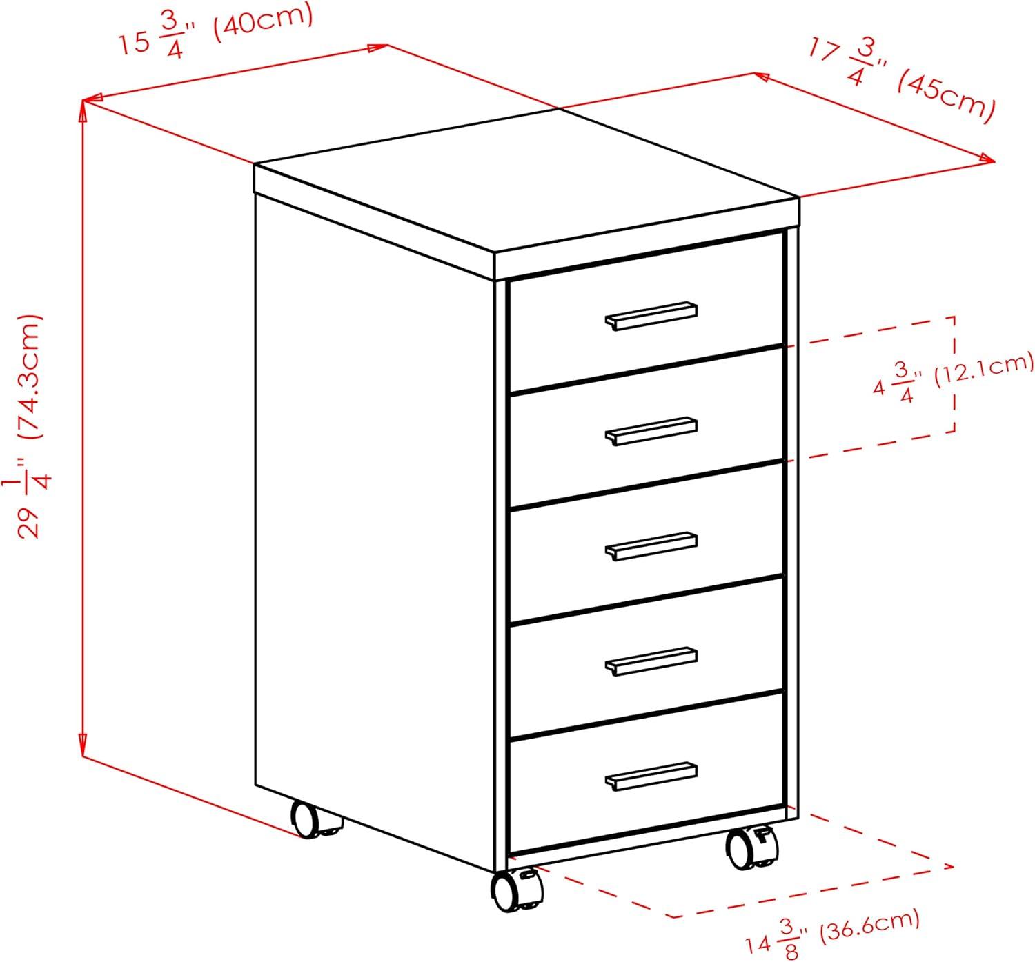 Winsome Kenner Mobile 5 Drawer Storage Cabinet Wood: Mid-Century Modern, Universal Organizer, Wood Composite