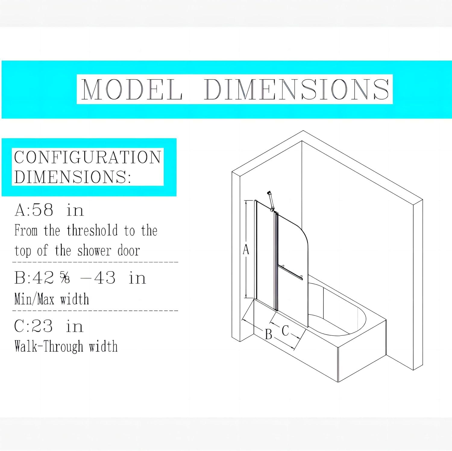 Brushed Gold Frameless Folding Shower Door with Tempered Glass