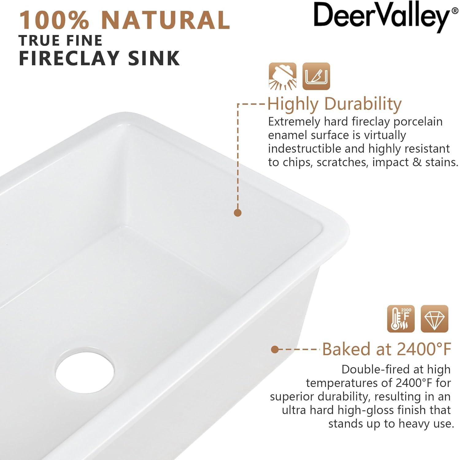 Rectangular Fireclay 32" L x 19" W Fireclay Undermount Kitchen Sink with Basket Strainer and Sink Grid