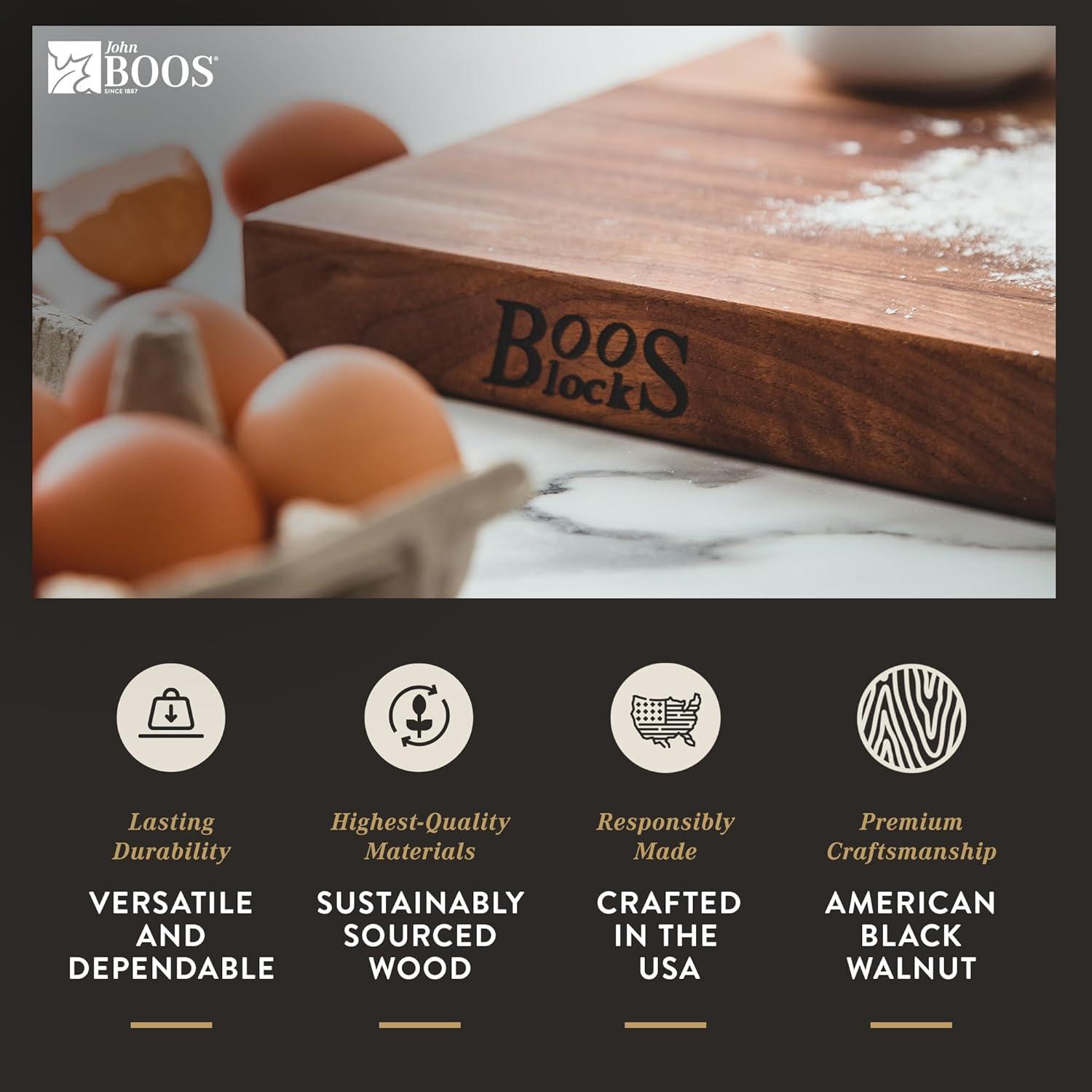 John Boos Wide 1.5 Inch Thick Reversible Cutting Board Block with Two Sided Hand Grips , 18 x 12 x 1.5 Inches