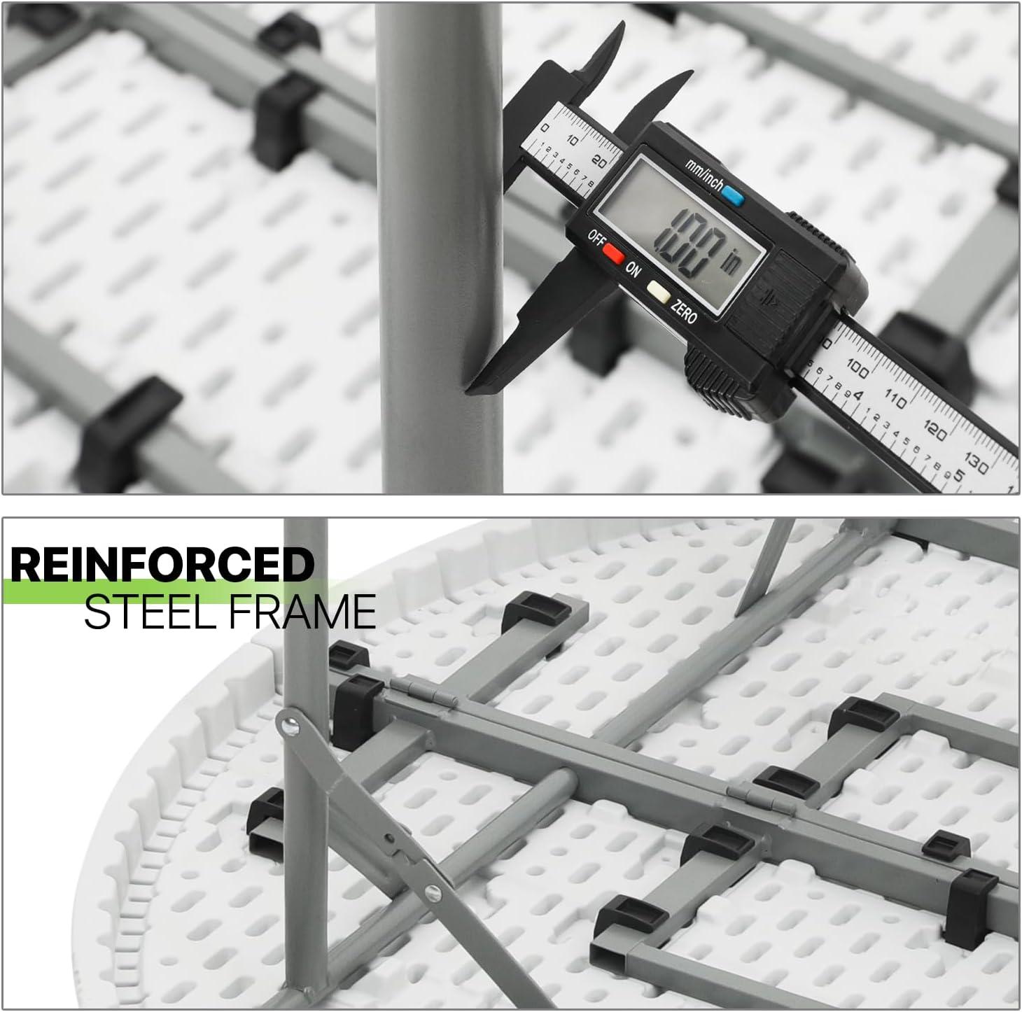 MoNiBloom Plastic Round Folding Table, Portable Foldable Party Banquet Table for Camping Dining Outdoor Picnic