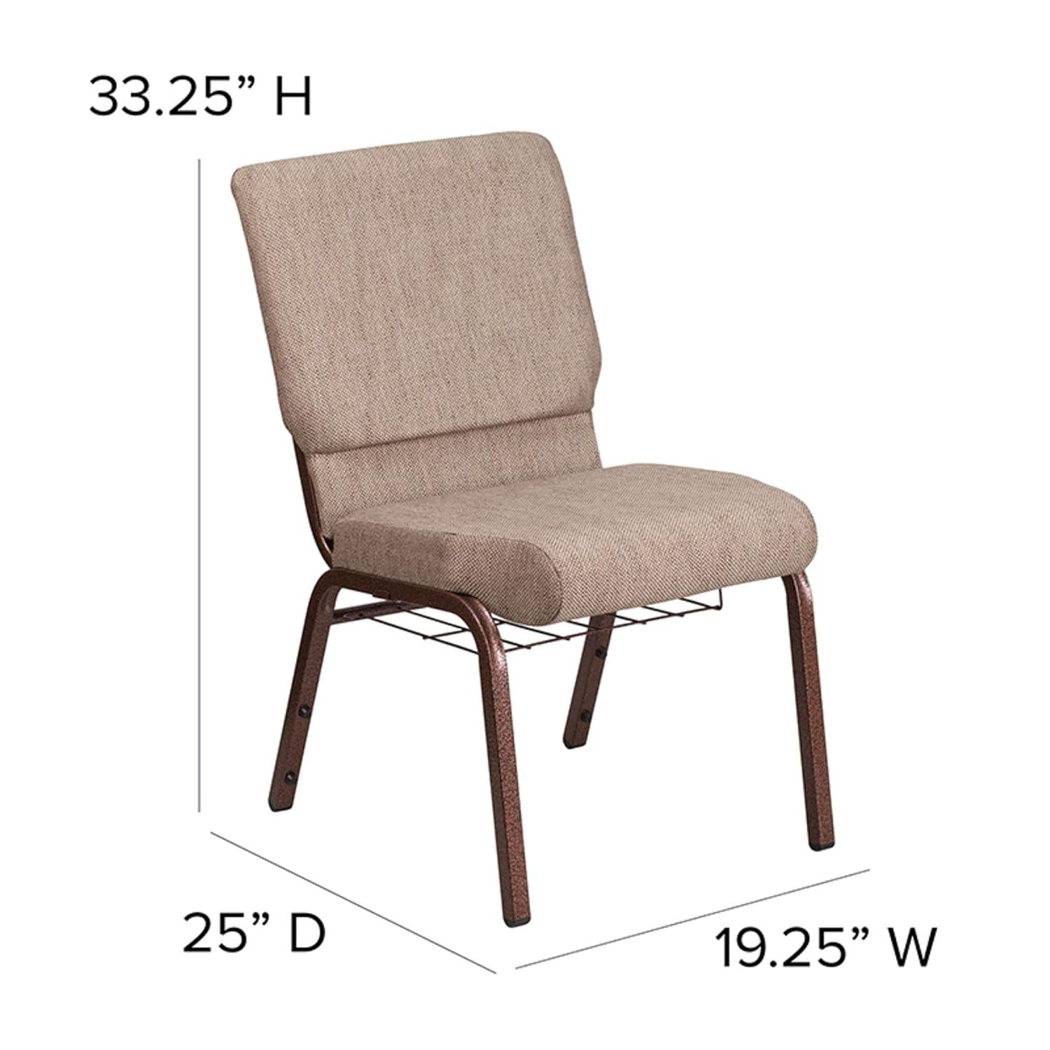 Beige Fabric Waterfall Seat Side Chair with Copper Steel Frame