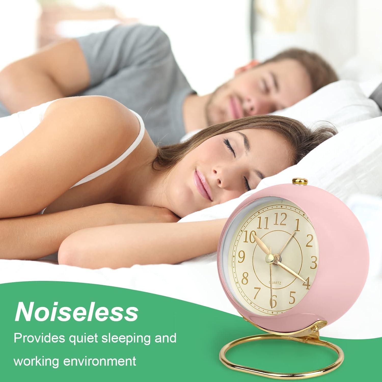 Angoily Creative Alarm Clock Bedside Desk Clock Luminous Table Clock Home Decoration without Battery Pink