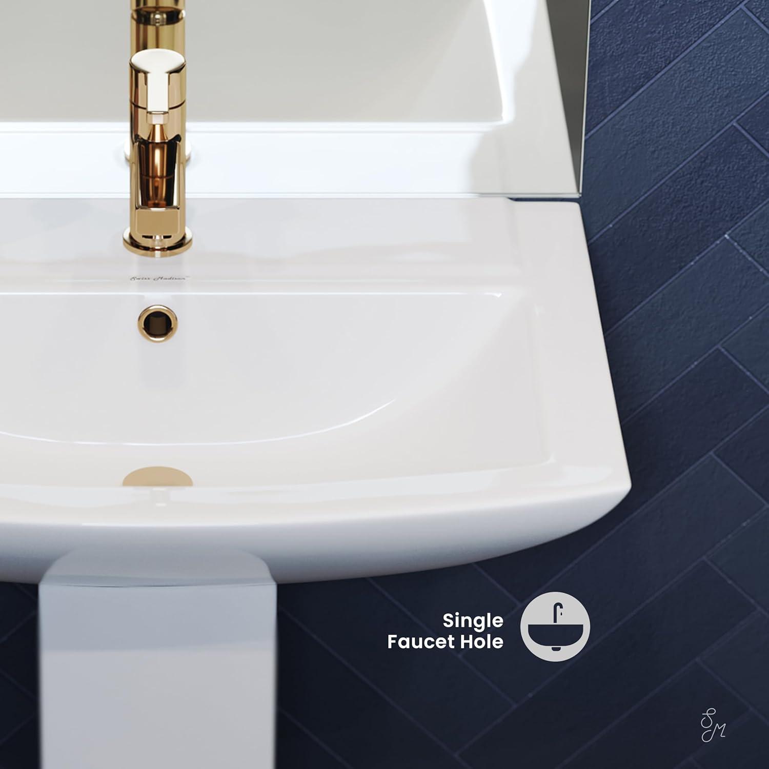 Sublime Pedestal Bathroom Sink Square Single Faucet Hole