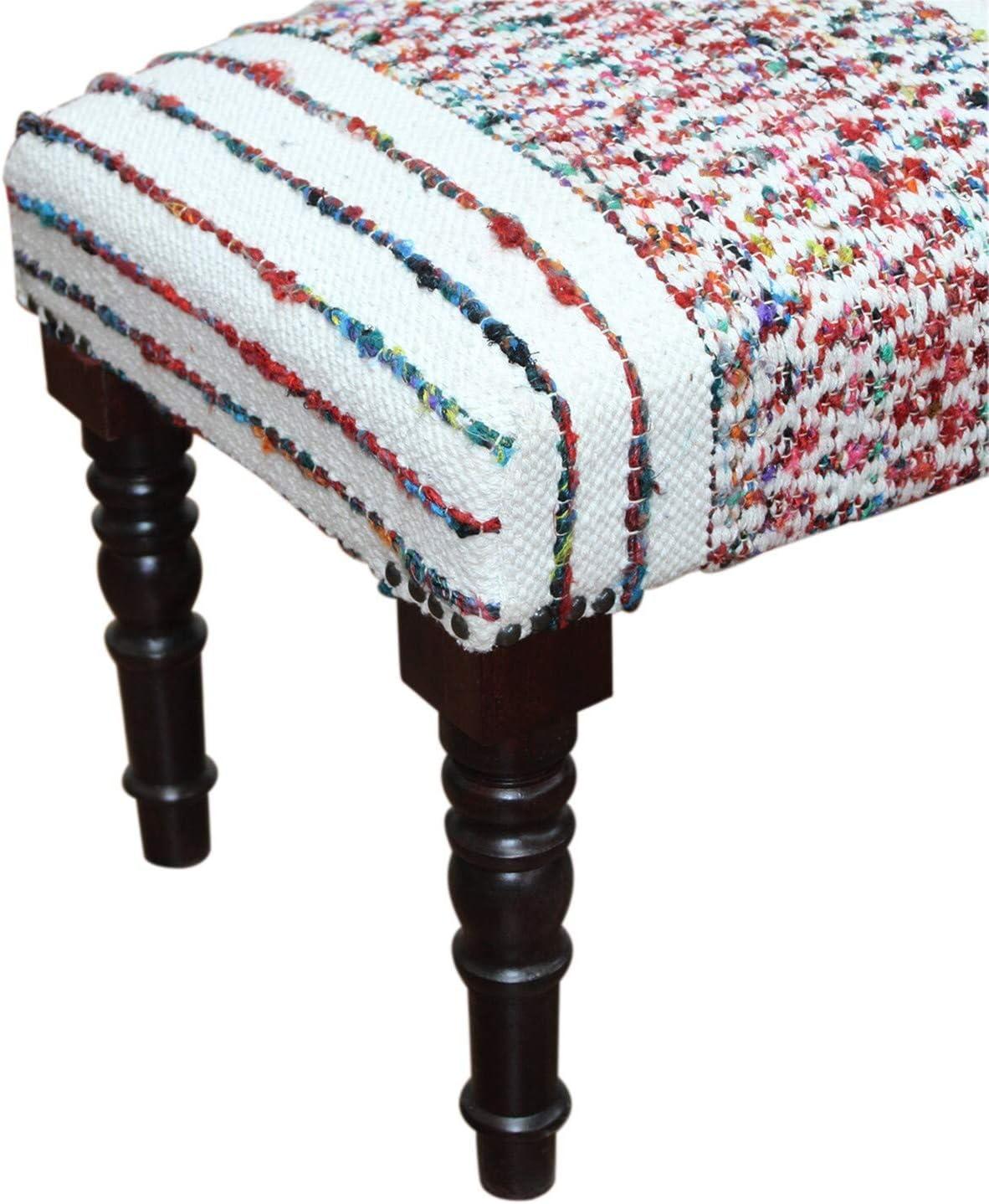 Colorful Chevron and Striped Chindi Bench with Storage