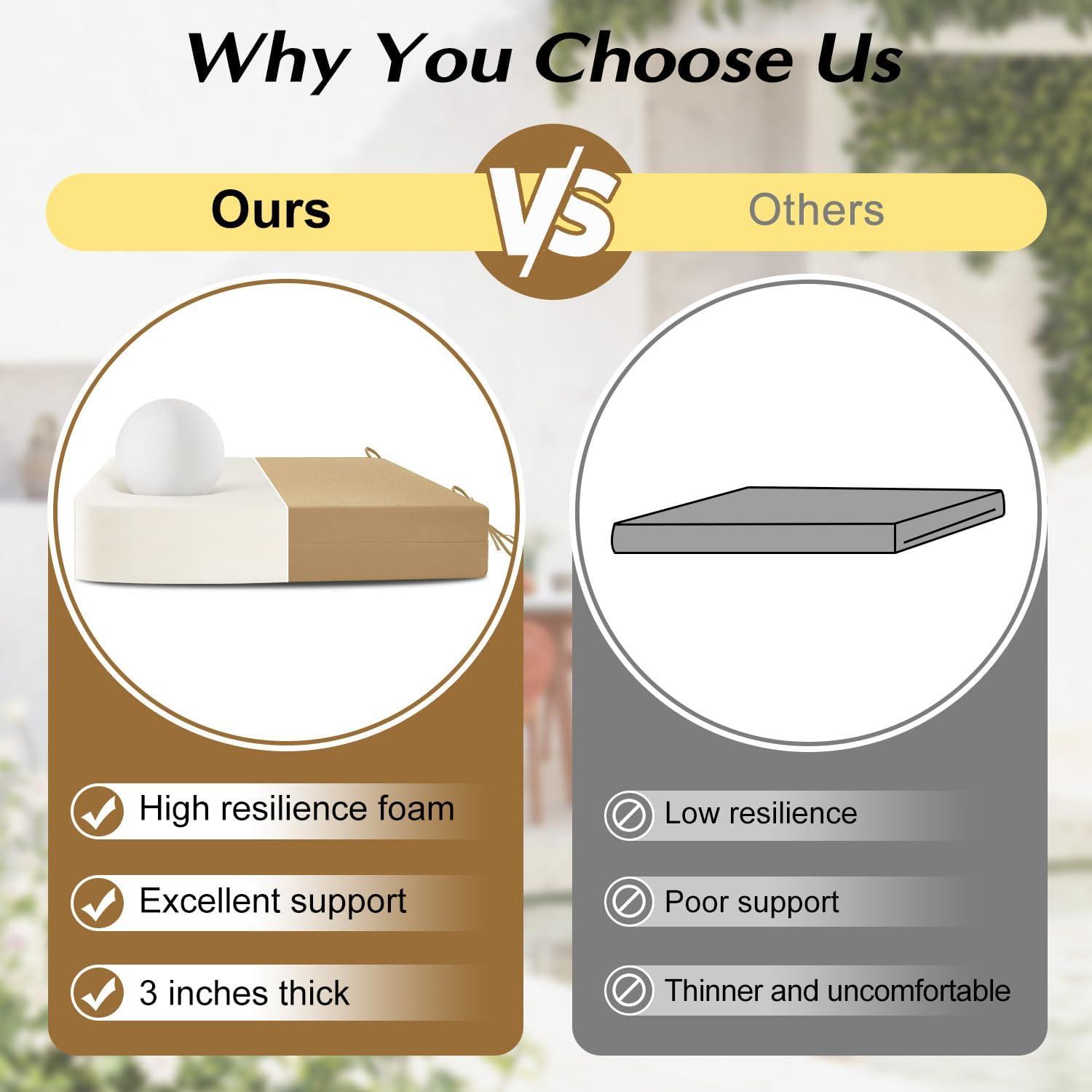 LOVTEX Outdoor Chair Cushions Set of 4, Waterproof Patio Chair Cushions with Ties, 17 x 16 x 2 inch, Floral