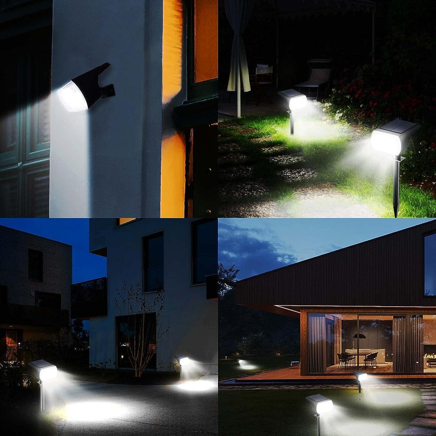 4 Pack Solar Spotlight Outdoor, 64 LEDs 1000 lumens Solar Outdoor Lights Waterproof, IP66 Solar Lights Outdoor Waterproof Landscape Spot Lights Wall Garden Lights for Yard Outdoor Solar Lights