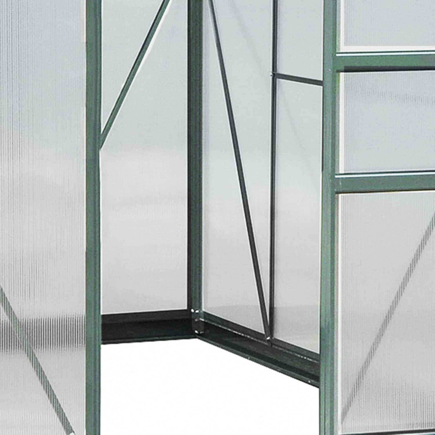 Dark Green Polycarbonate Walk-In Greenhouse with Aluminum Frame