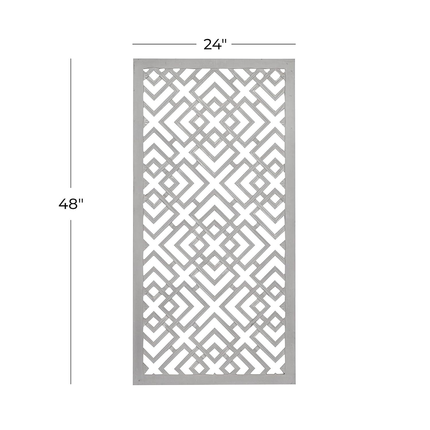DecMode Gray Wood Carved Geometric Wall Decor