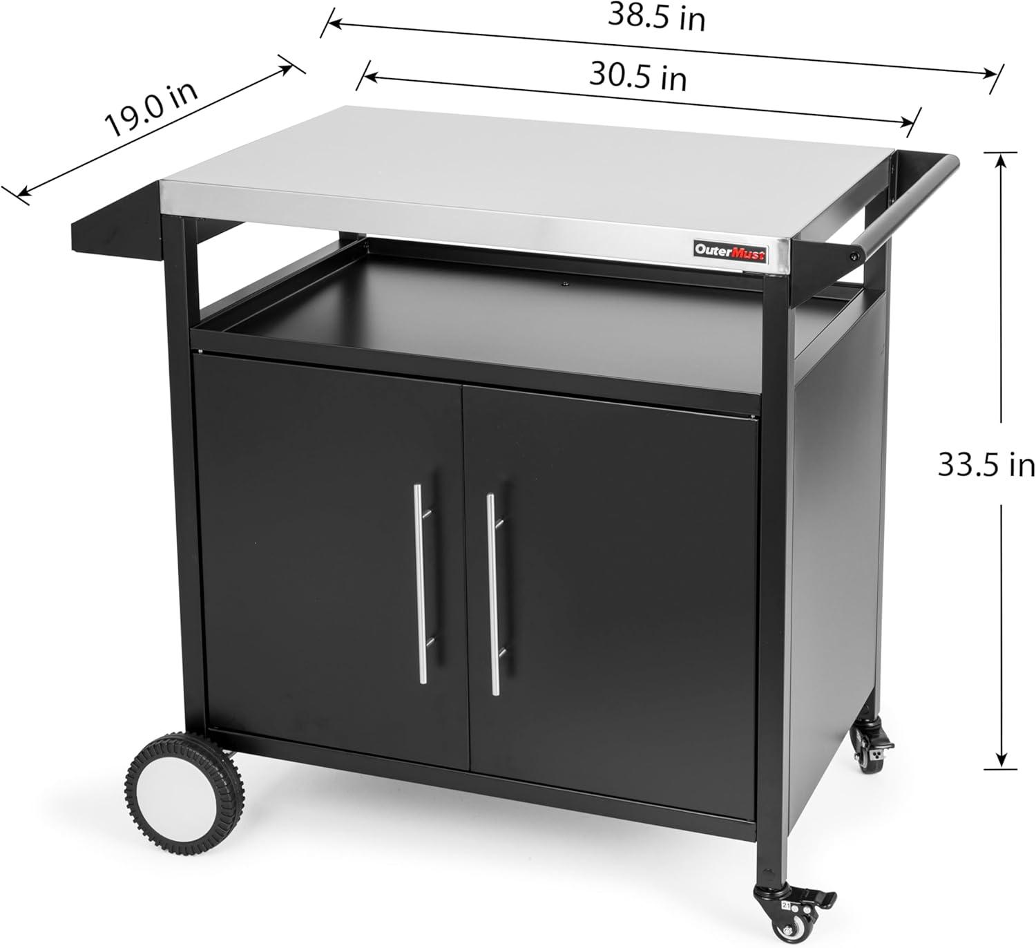 OuterMust Grill Cart Outdoor Kitchen Cabinet Outdoor Prep Table & Bar for Storage