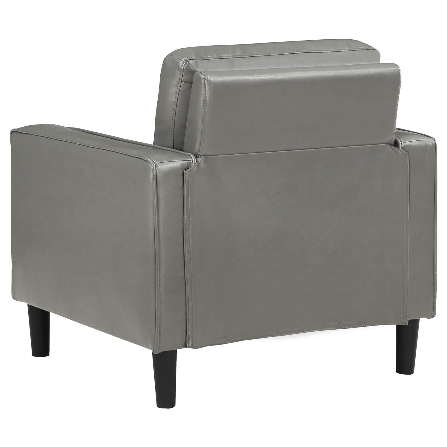 Coaster Ruth Upholstered Track Arm Faux Leather Accent Chair Grey