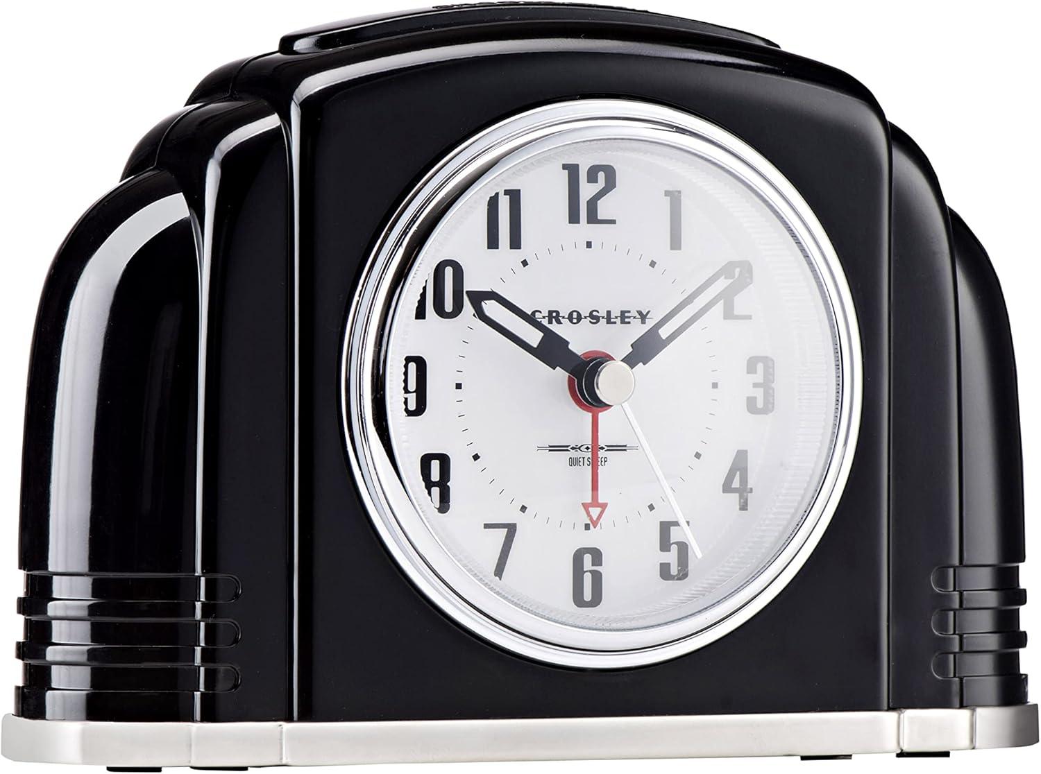 Analog Quartz Movement / Crystal Tabletop Clock with Alarm in Black