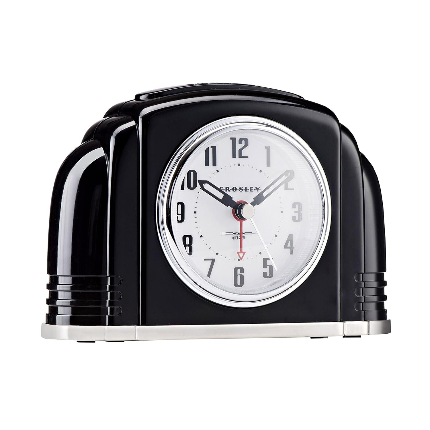 Crosley Analog Quartz Movement / Crystal Tabletop Clock with Alarm in Black