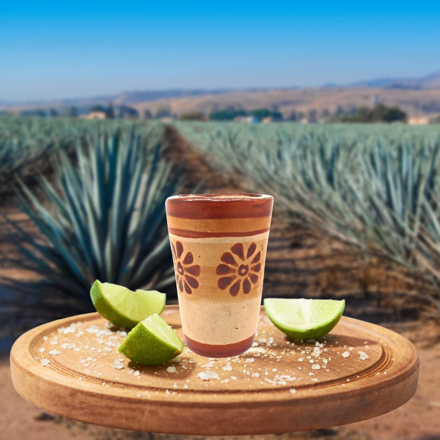 Terracotta Shot Glasses - Set of 4 - 2 Oz (Flourishes)