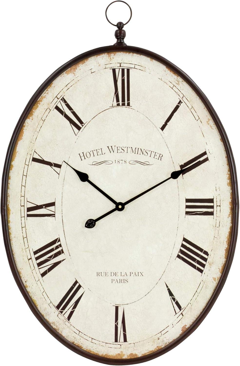 Aspire Home Accents Ines Large Oval Wall Clock - 36"H x 23.5"W x 1.5"D
