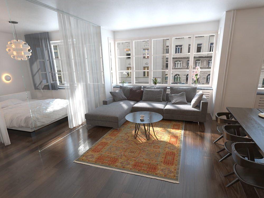 Unique Loom Palace Collection Area Rug - Amber (6' 1" x 9' Rectangle Light Blue/Light Brown)