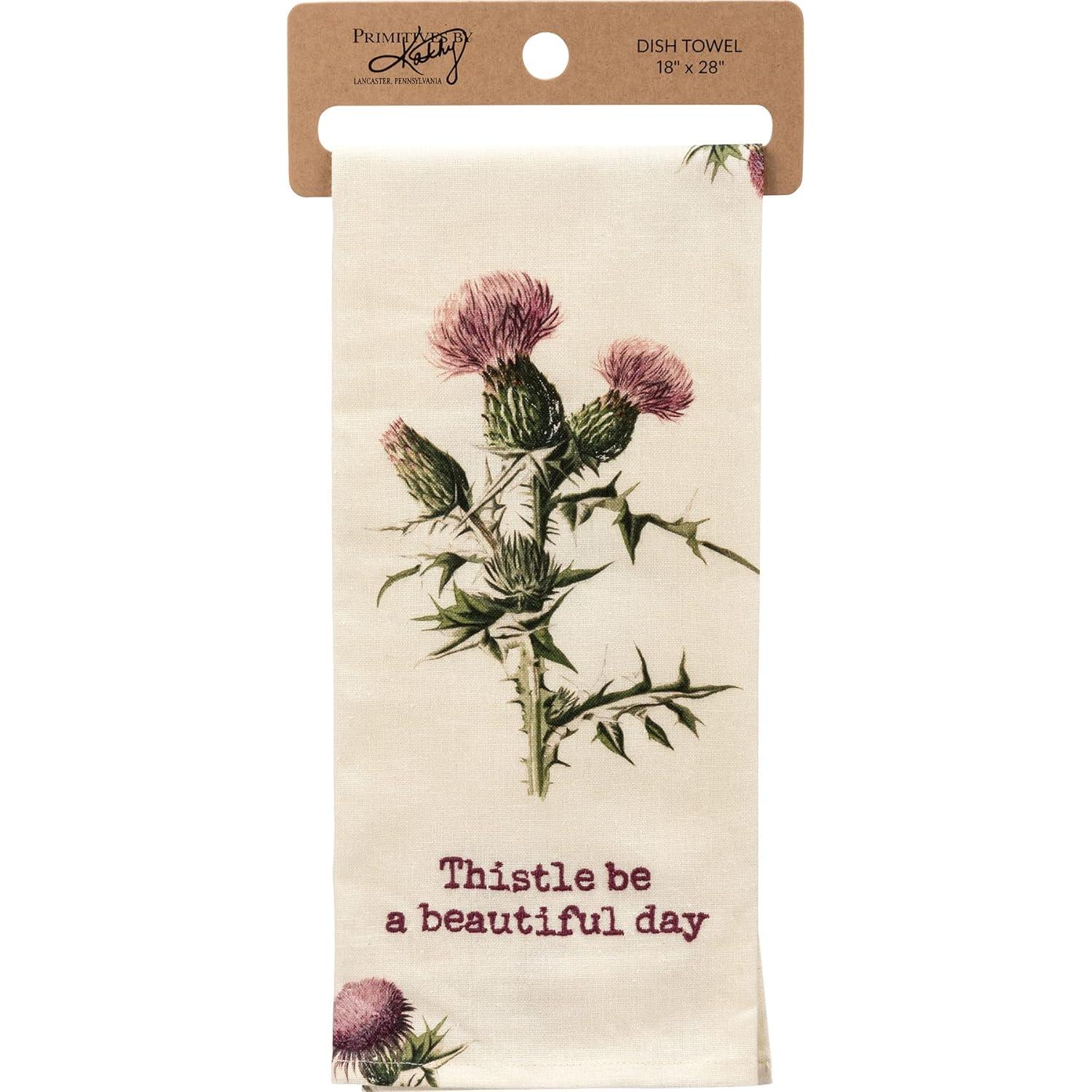 Primitives by Kathy 112011 Kitchen Towel Thistle Be A Beautiful Day, 28-inch, Cotton Linen