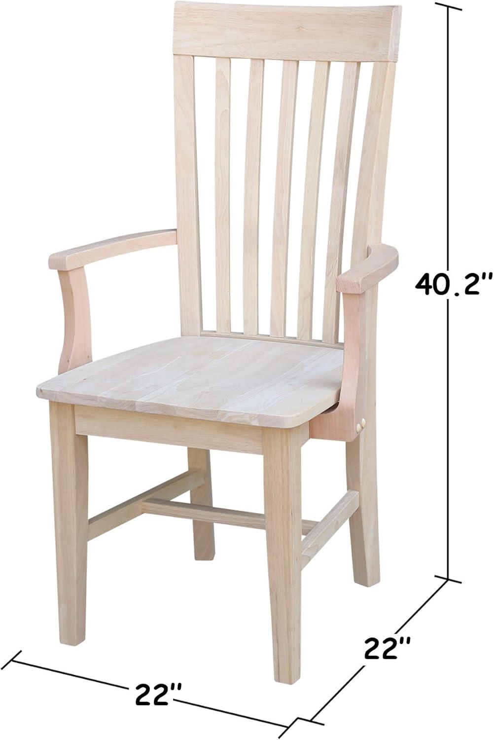 Tall Mission Chair with Arms Unfinished - International Concepts: Solid Wood, Parawood, Slat Back