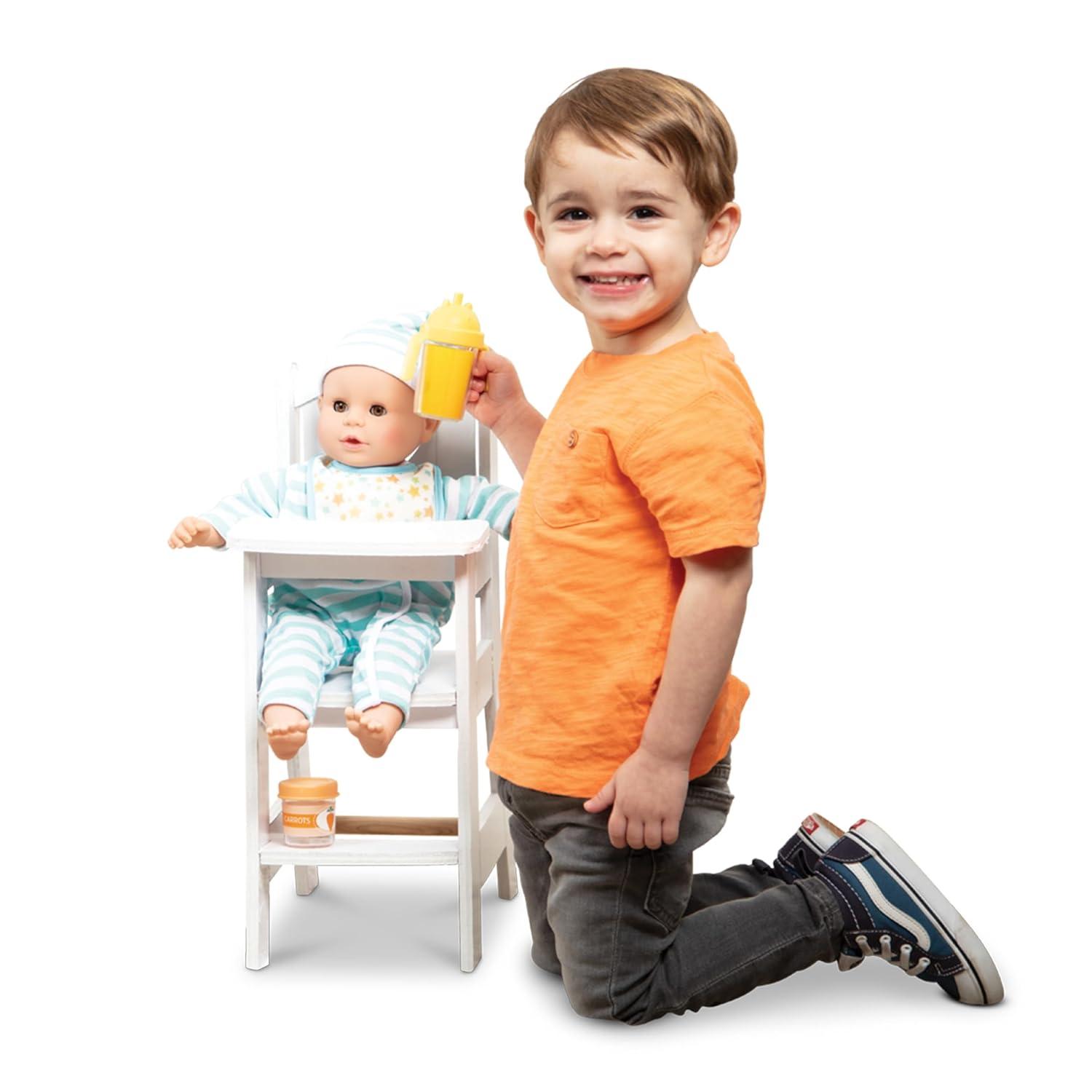 Melissa & Doug Play High Chair - Pretend Play High Chair Baby Doll Accessories,White