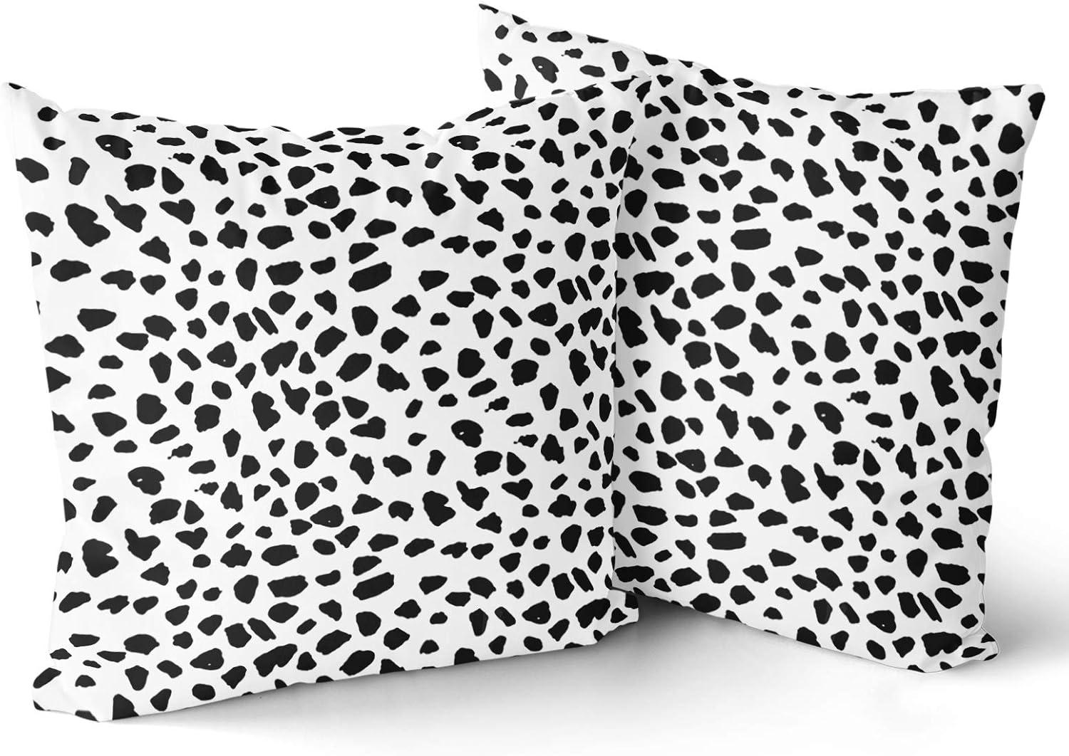 Black and White Dalmatian Polka Dot Cotton-Polyester Euro Pillow Covers