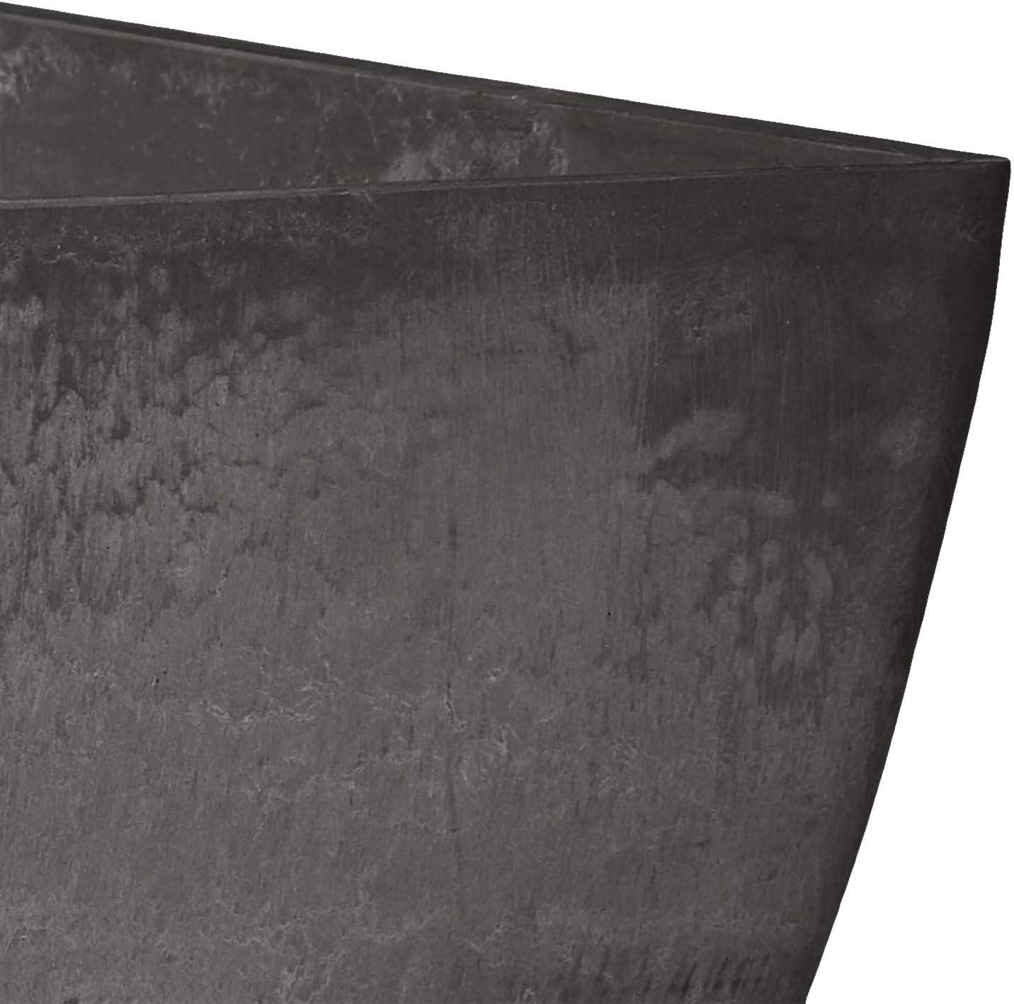 Dark Charcoal Recycled Plastic Square Planter, 16 x 16 x 13 Inches