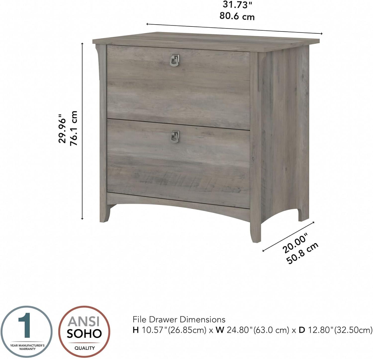 Bush Furniture Salinas Lateral File Cabinet, 2 Drawer, Driftwood Gray