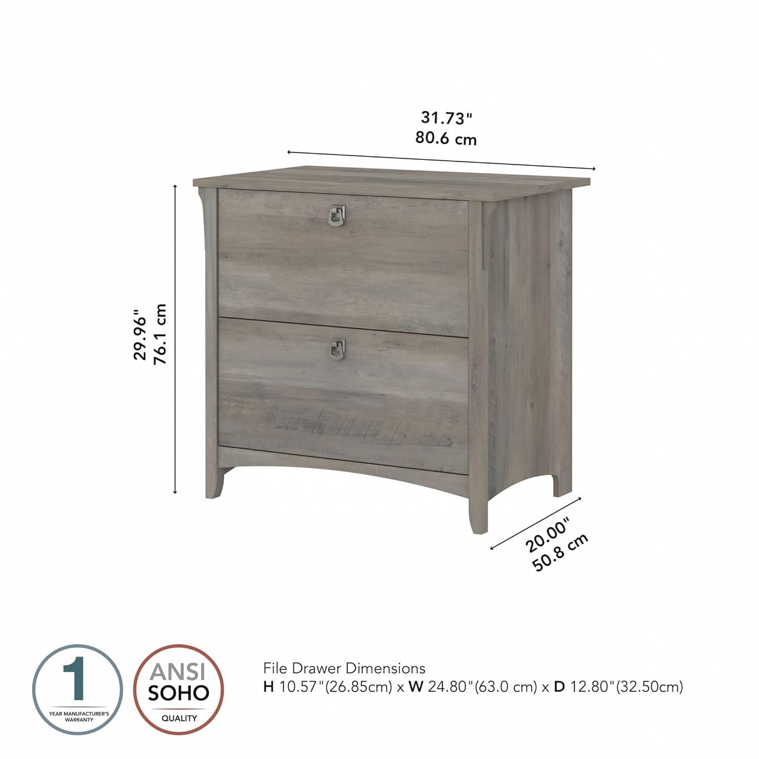 Bush Furniture Salinas Lateral File Cabinet, 2 Drawer, Driftwood Gray