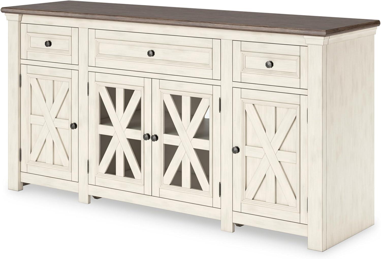 Ashley Furniture Bolanburg White & Weathered Gray 73" TV Stand for TVs up to 83"