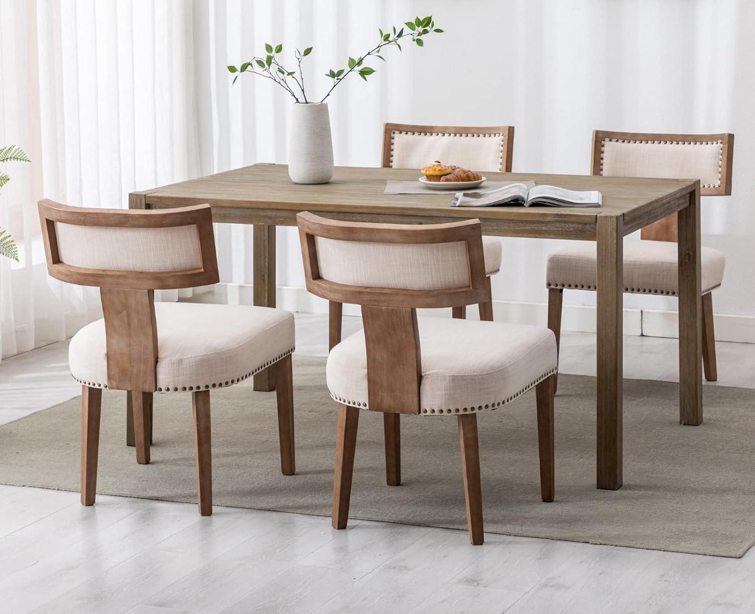 Loon Peak® Mid Century Modern Dining Chairs Set Of 2, Farmhouse PU Leather Upholstered Accent Chair Curved Backrest Kitchen Chairs With Hardwood Frame (Set of 2)