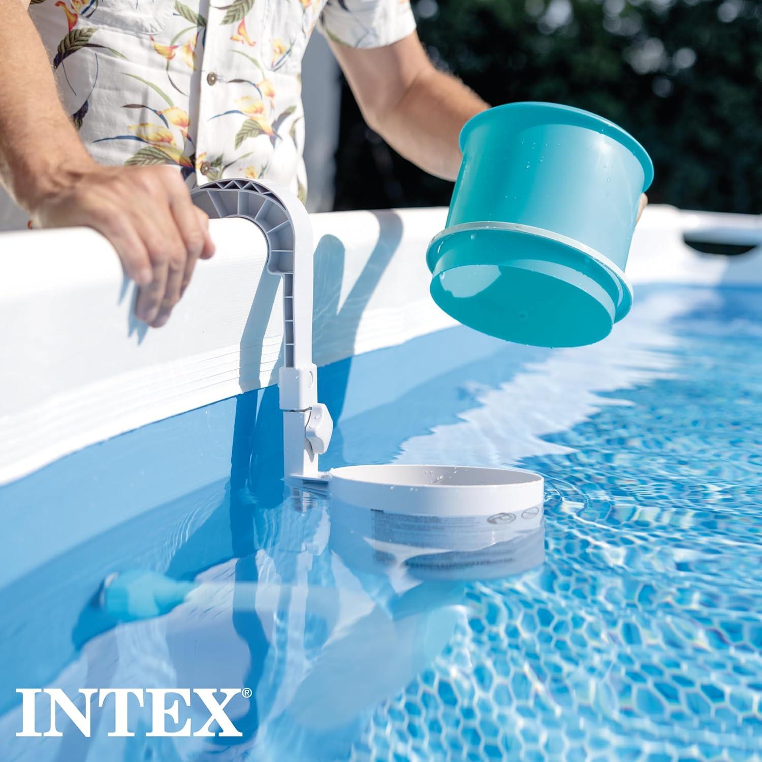 Intex Deluxe Automatic Surface Skimmer Bundled with Maintenance Kit w/ Vacuum & Pole, Swimming Pool Cleaning Tools for Above Ground and InGround Pools