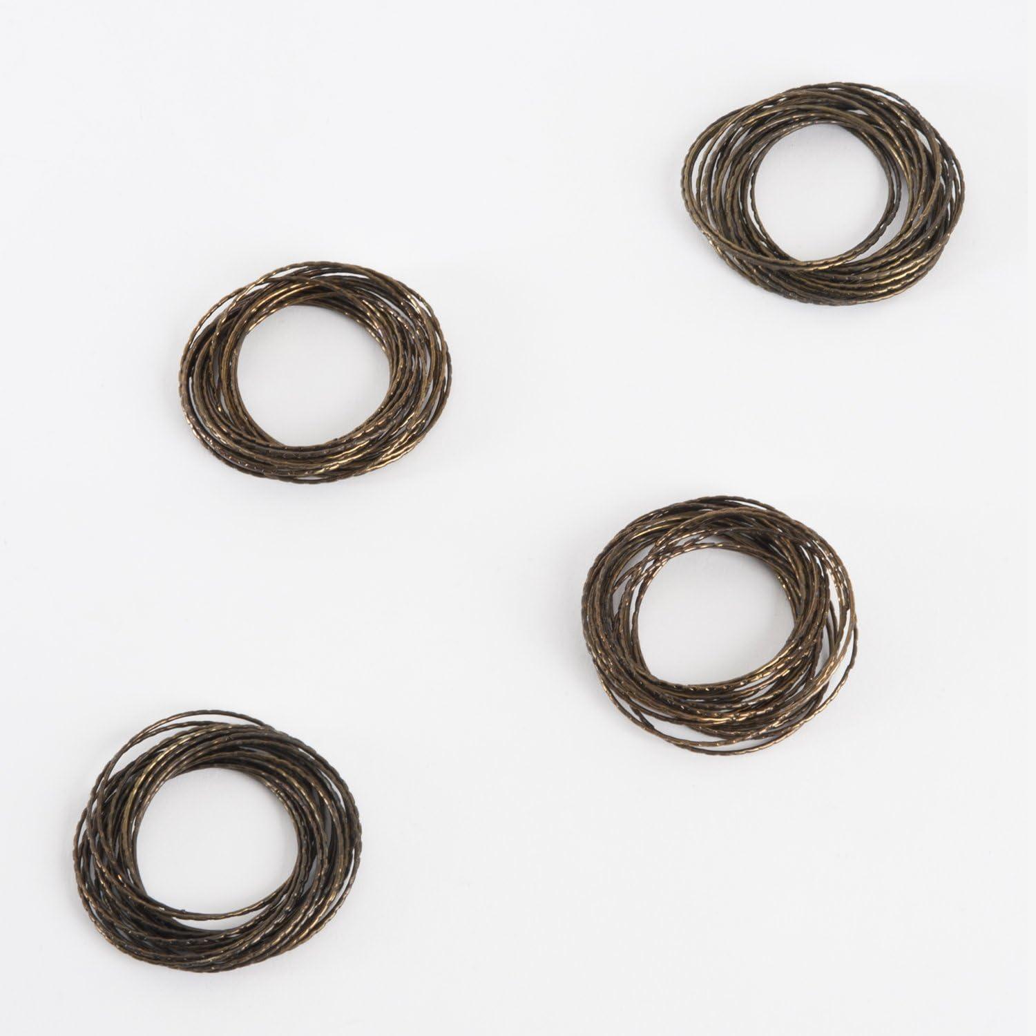 Saro Lifestyle Textured Metallic Bangle Design Metal Napkin Ring (Set of 4), Bronze