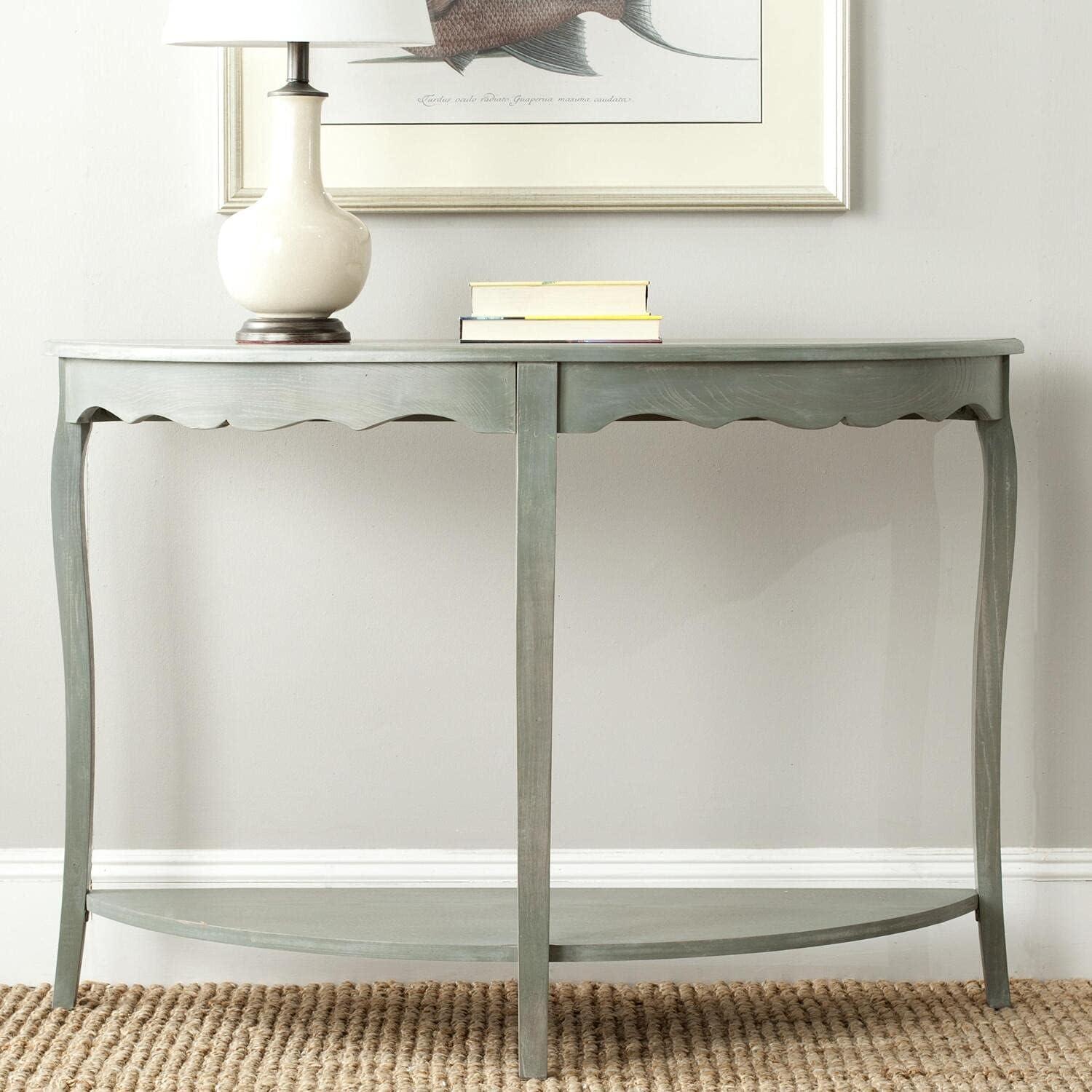 Christina Transitional Demilune Console Table with Storage in Brown