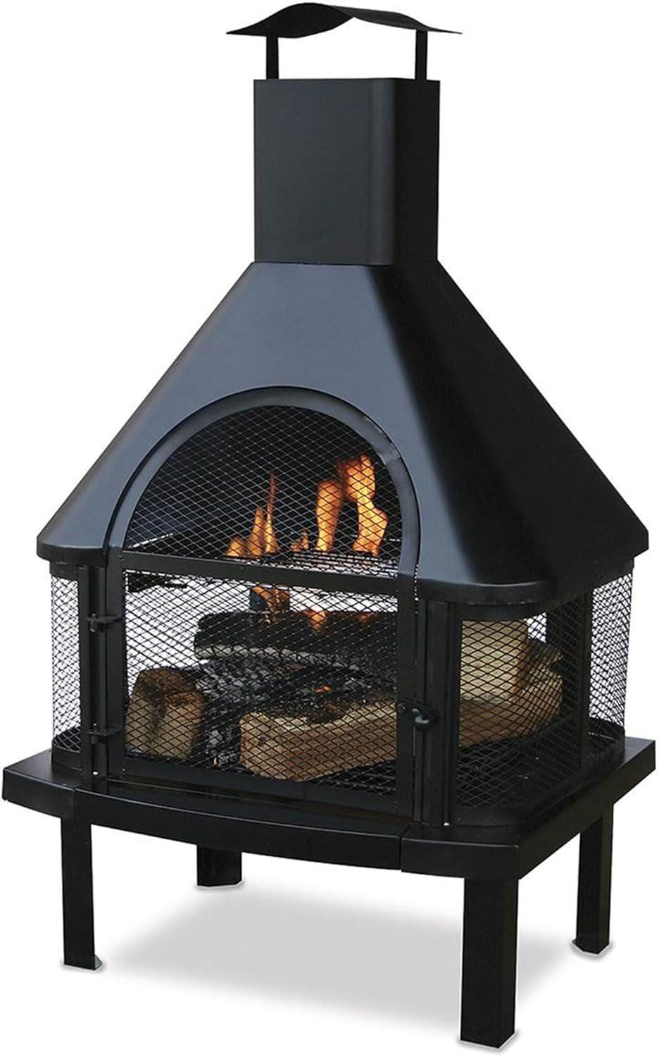 Joy by Endless Summer, Black Wood Burning Outdoor Firehouse with Chimney