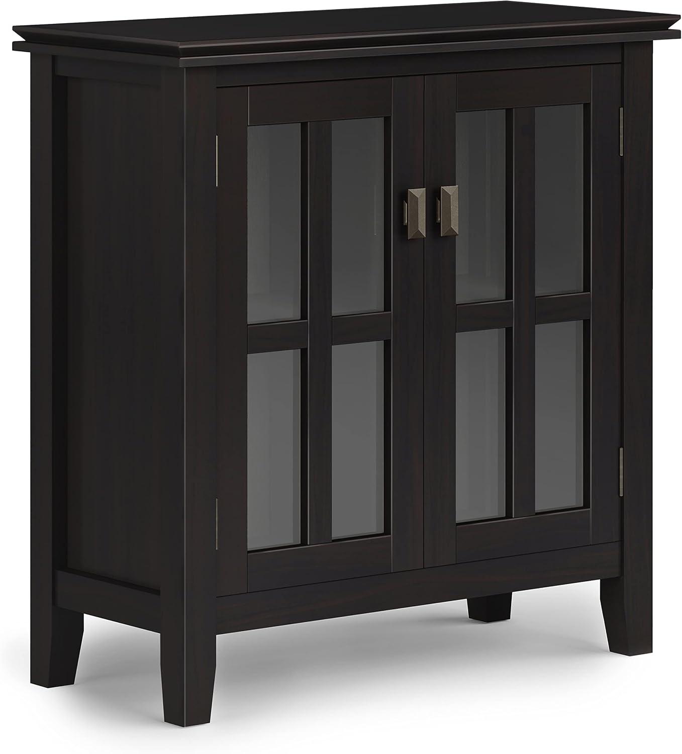 Simpli Home Artisan Solid Wood 30 inch Wide Contemporary Low Storage Cabinet in Hickory Brown