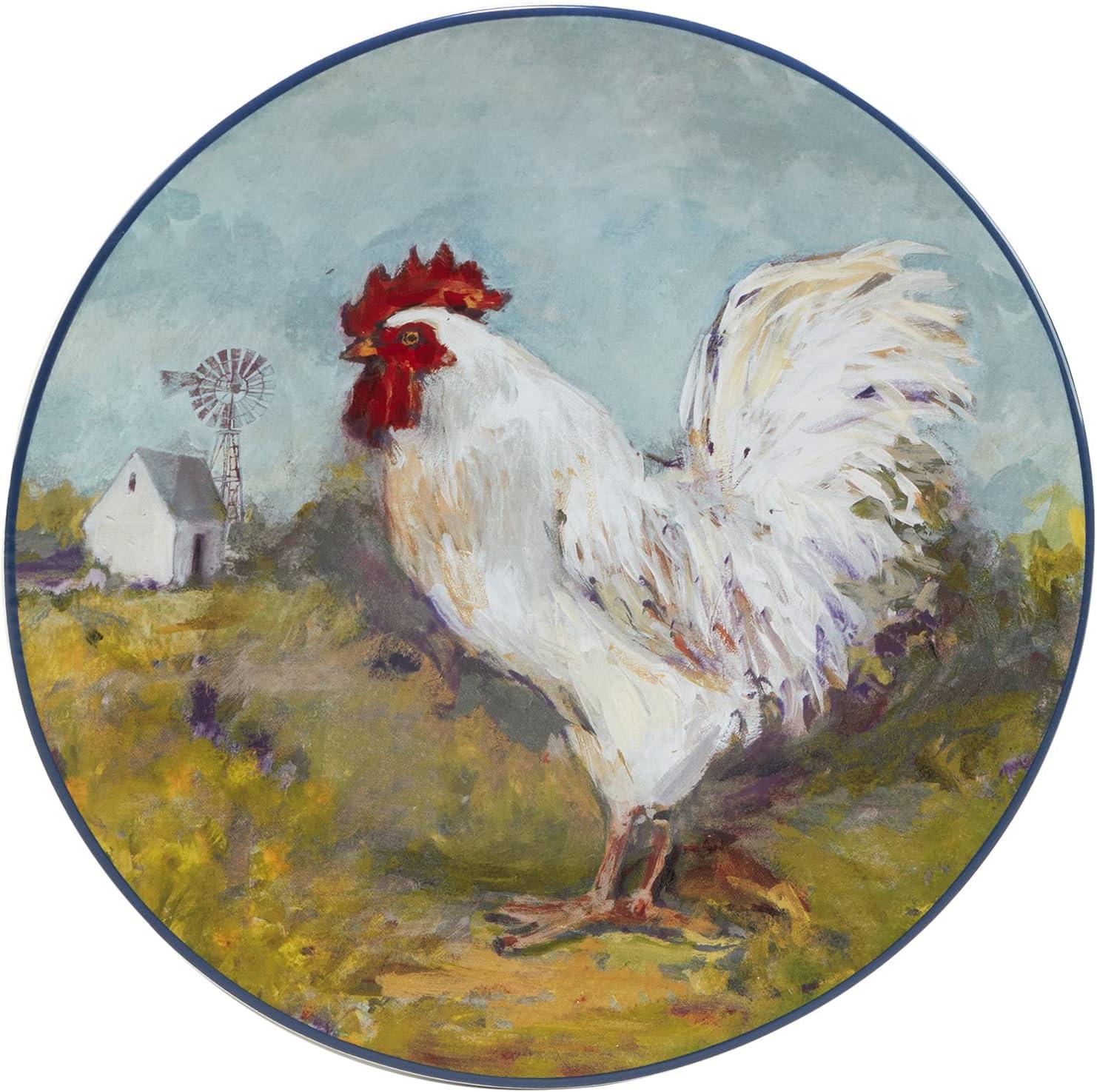 Certified International  Rooster Meadow 11" Dinnerware Plates, Set of 4 - 11" x 11"