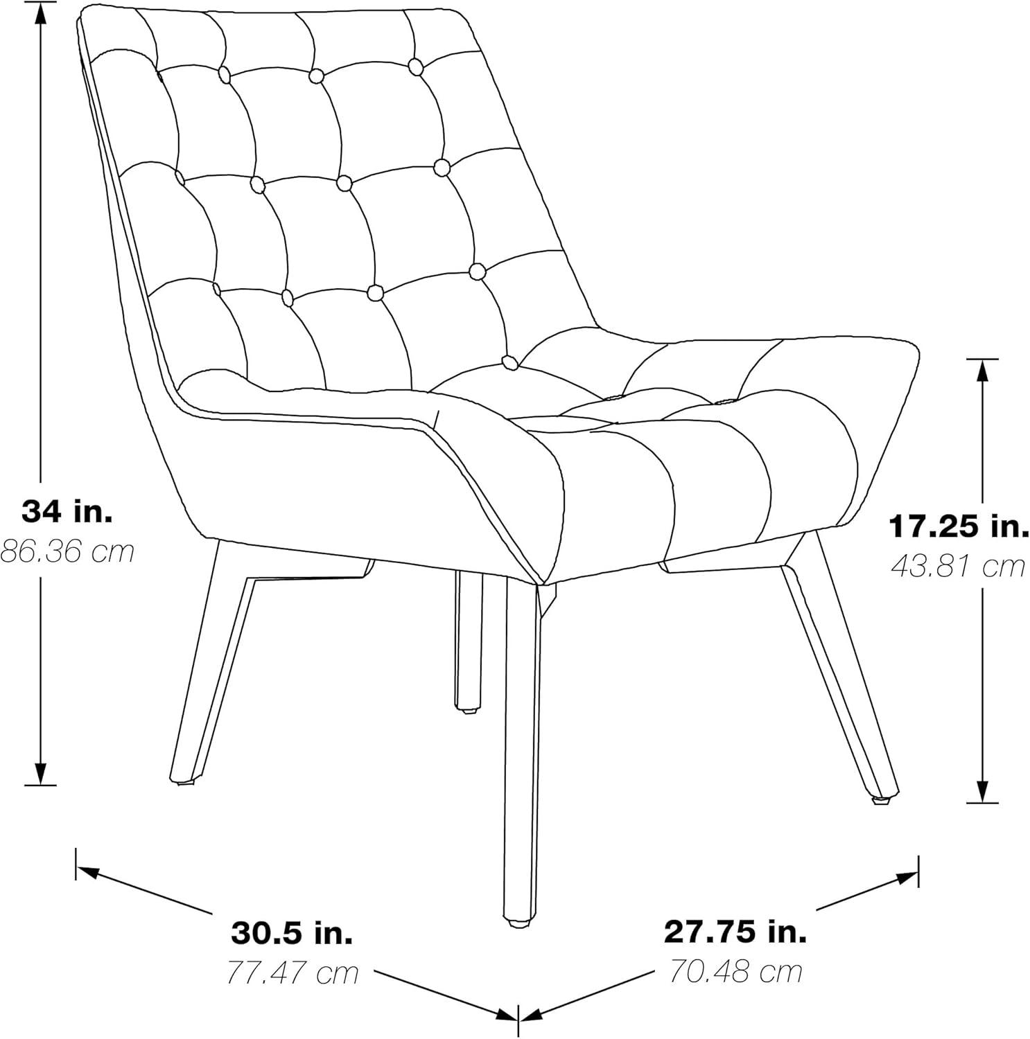 OSP Home Furnishings Shelly Tufted Chair in Sea Fabric with Coffee Legs K/D