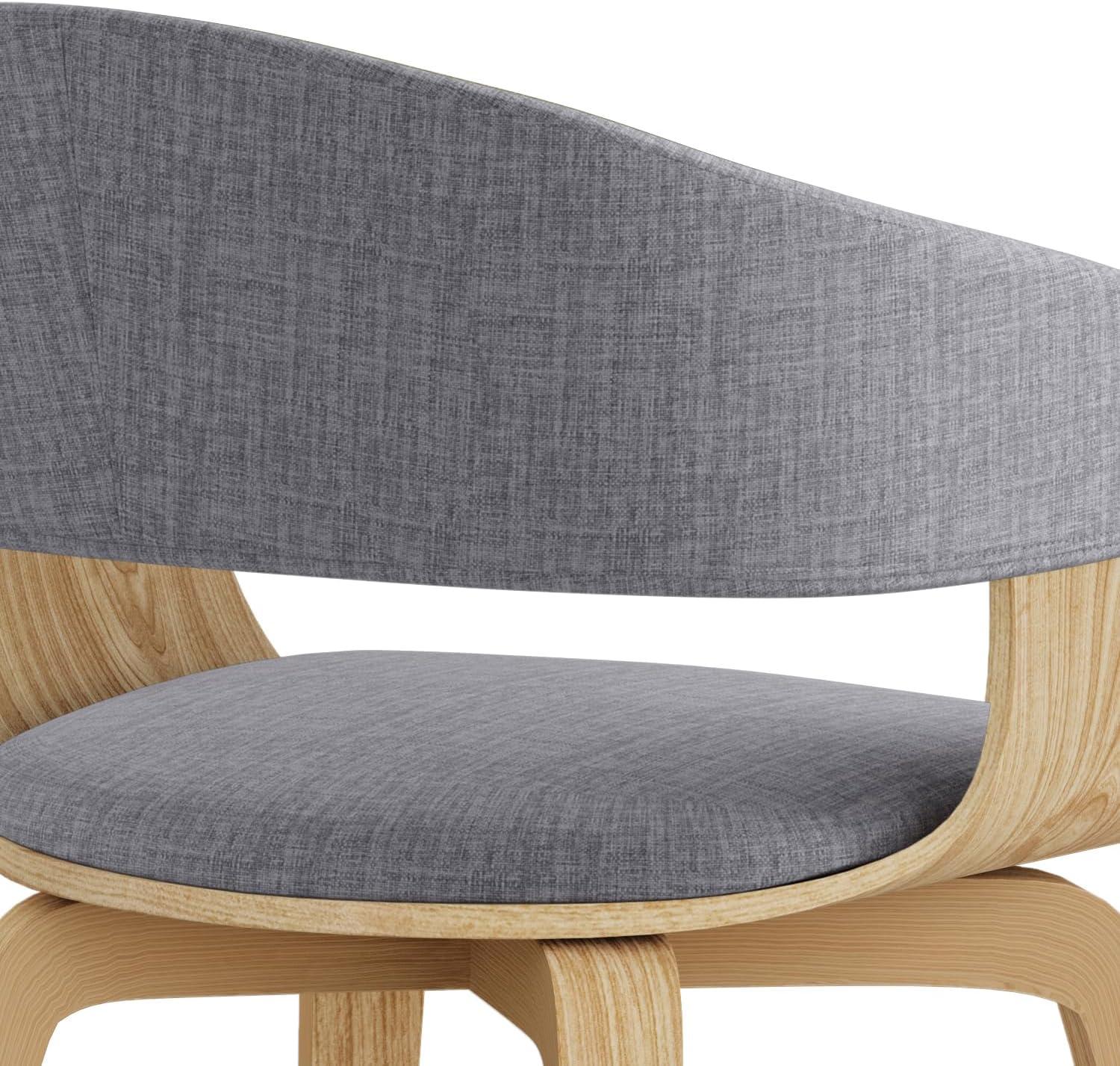 Lowell Bentwood Upholstered Dining Chair with Curved Backrest in Mid-Century Modern Style