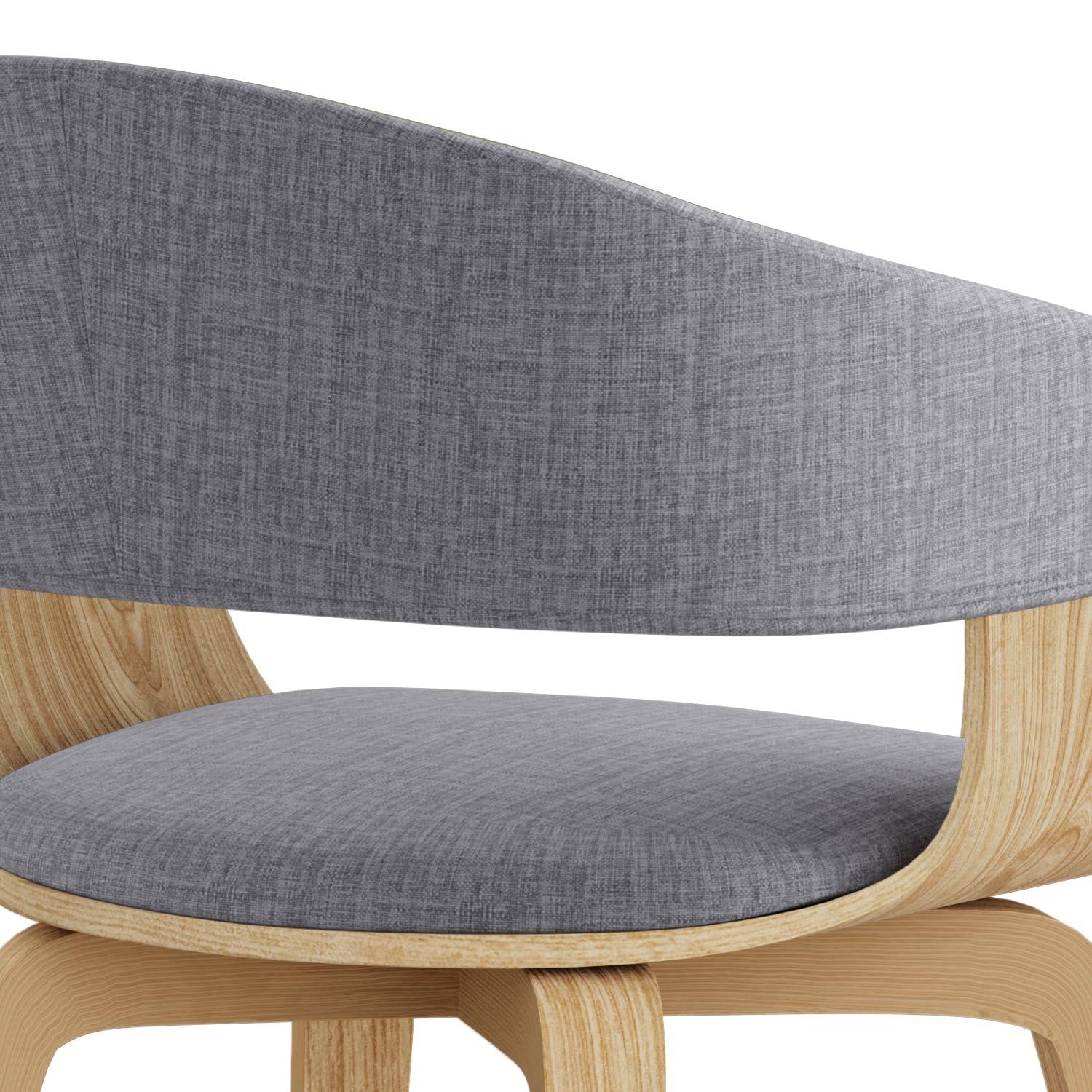 Lowell Bentwood Upholstered Dining Chair with Curved Backrest in Mid-Century Modern Style