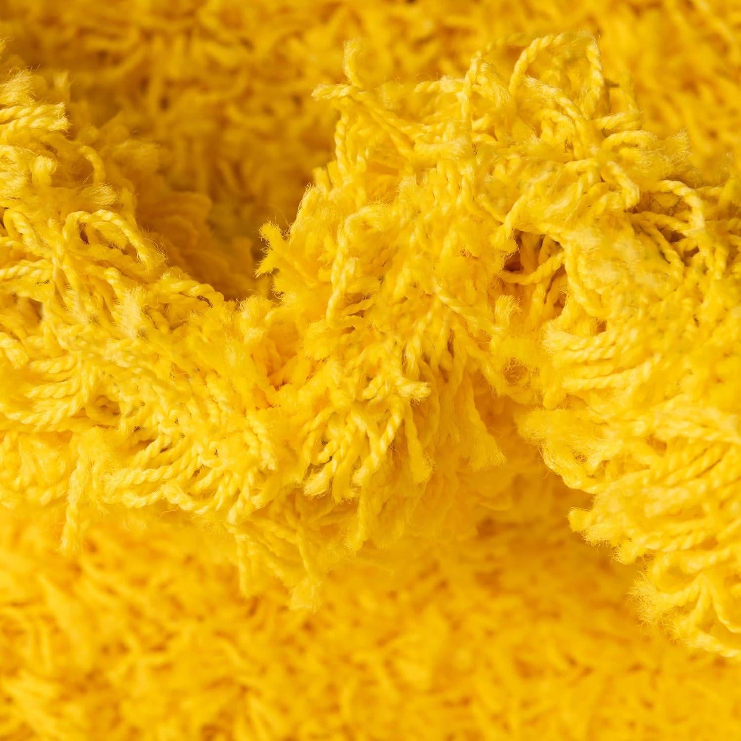 Unique Loom Solid Shag Collection Area Rug (5' 3" x 8' Oval Tuscan Sun Yellow)