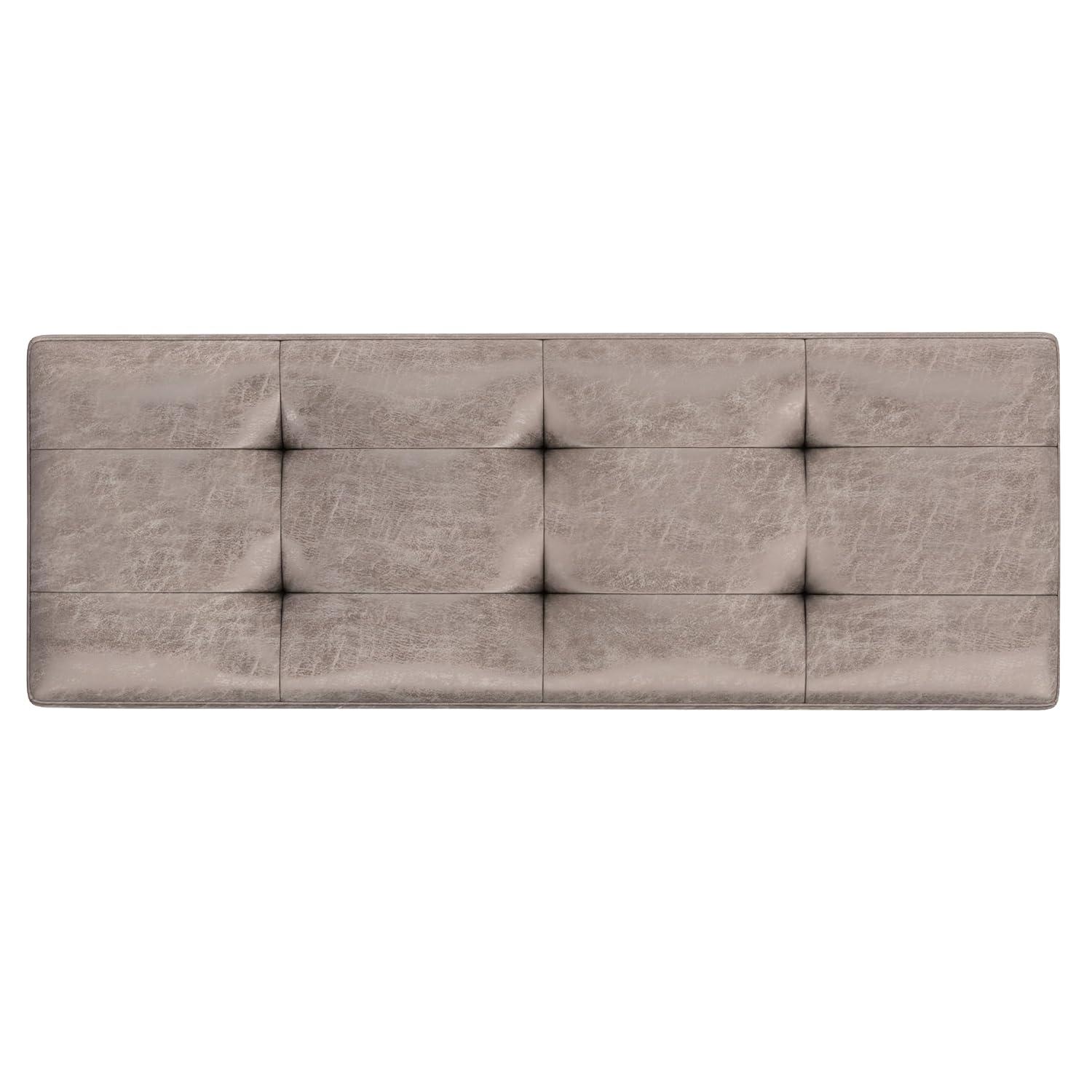 Simpli Home Shay 48"W Upholstered Storage Ottoman with Lift Top and Tufted Detailing