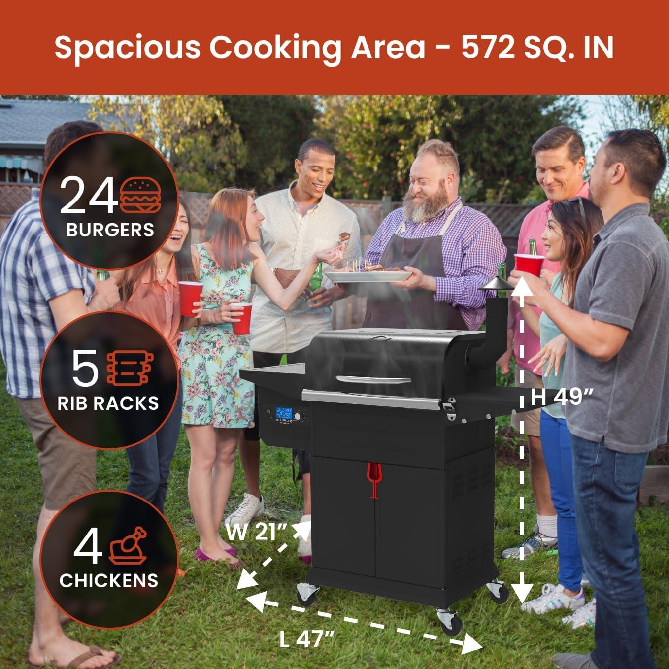 Z GRILLS Upgraded Wood Pellet Grill with PID Controller, 8-in-1, 572 sq in Cooking Area