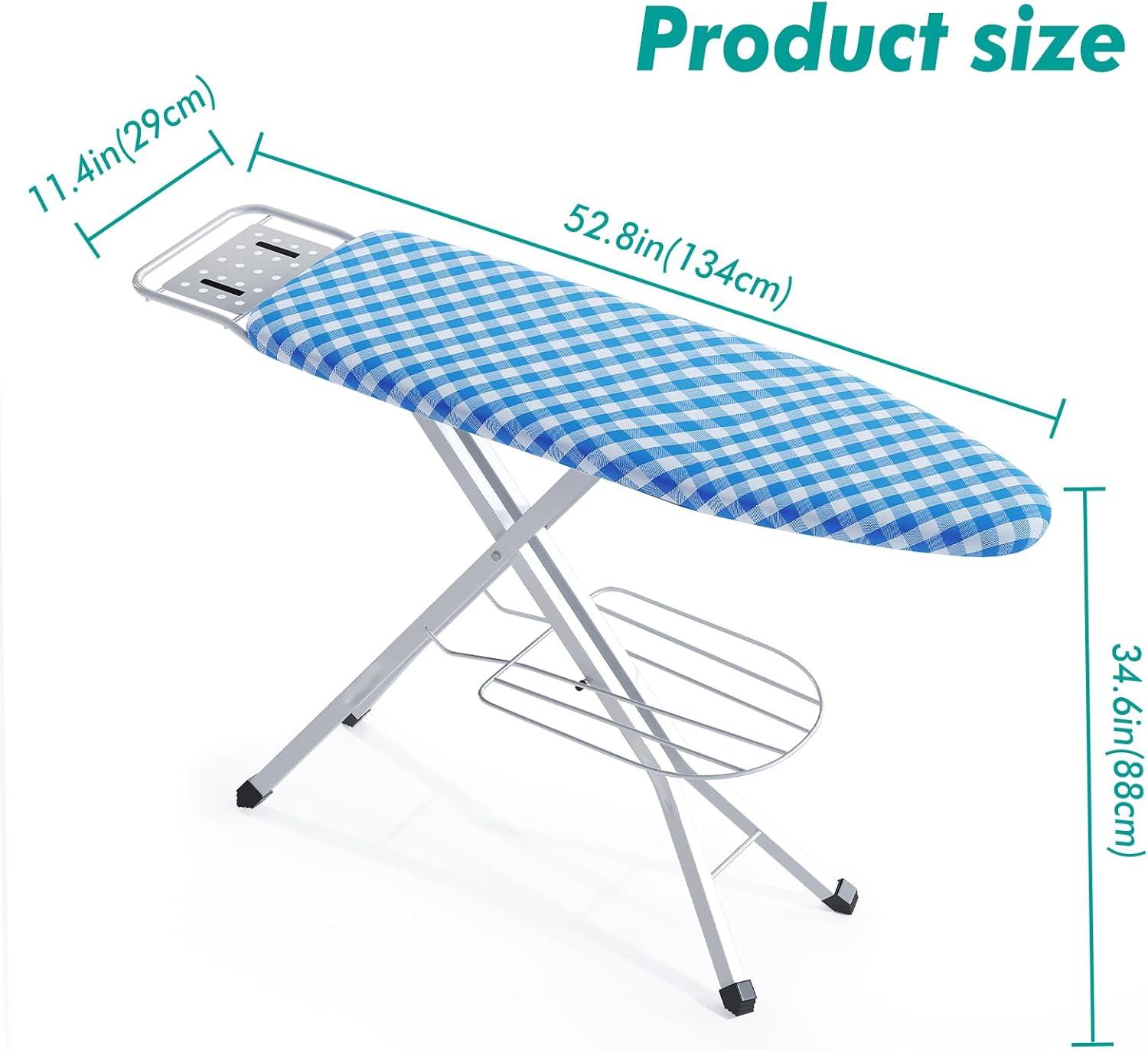 Blue and White Foldable Metal Ironing Board with Heat Resistant Cover