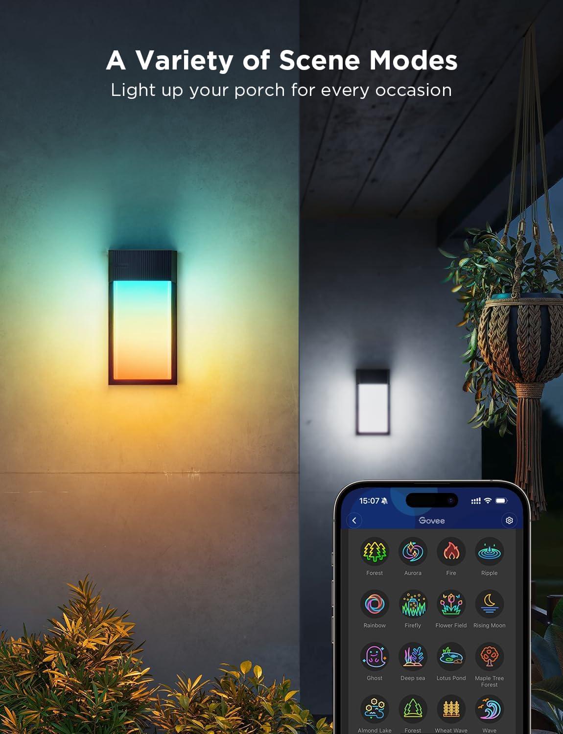 Modern Black and White LED Outdoor Wall Light with Smart Control