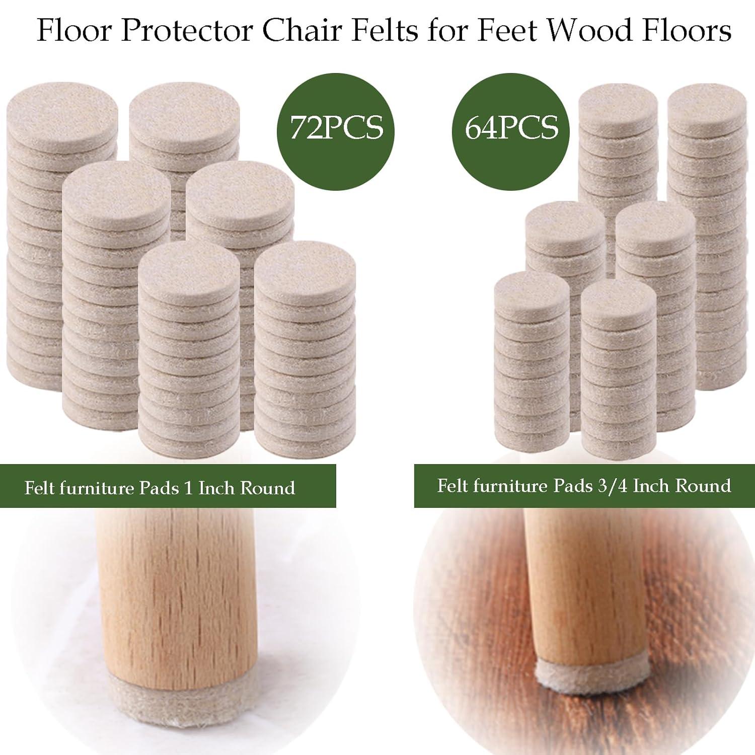 Fursafe&Q Felt Furniture Pads, Furniture Felt Pads for Hardwood Floors -Self Adhesive Chair Leg Floor Protectors, Protect from Nicks, Dents and Scratches, Chair Feet Protectors 136 Pcs Chair Feet
